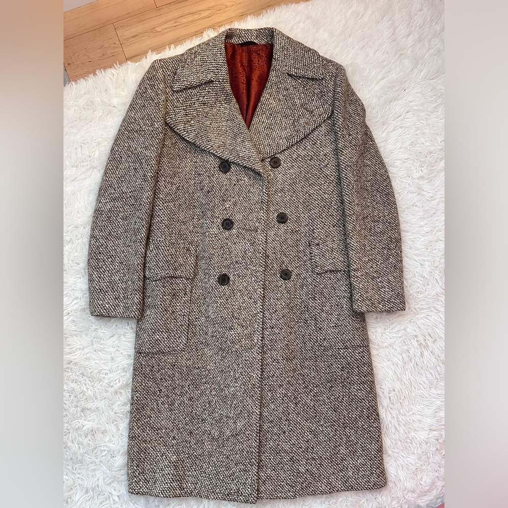 Studio 267 Toronto - Vintage Tweed Double Breasted Coat with Orange Lining
